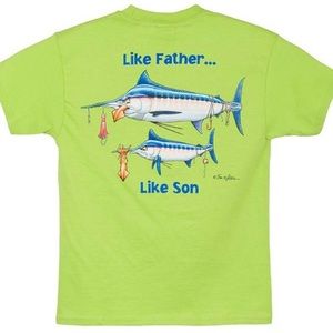 Guy Harvey like father like son marlin fishing T-shirt green boys size 14–16